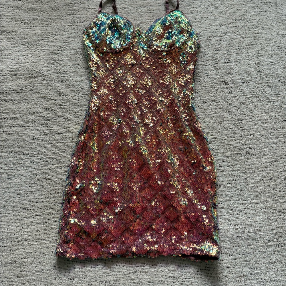 Fashion Nova Multicolor Sequin Mini Dress